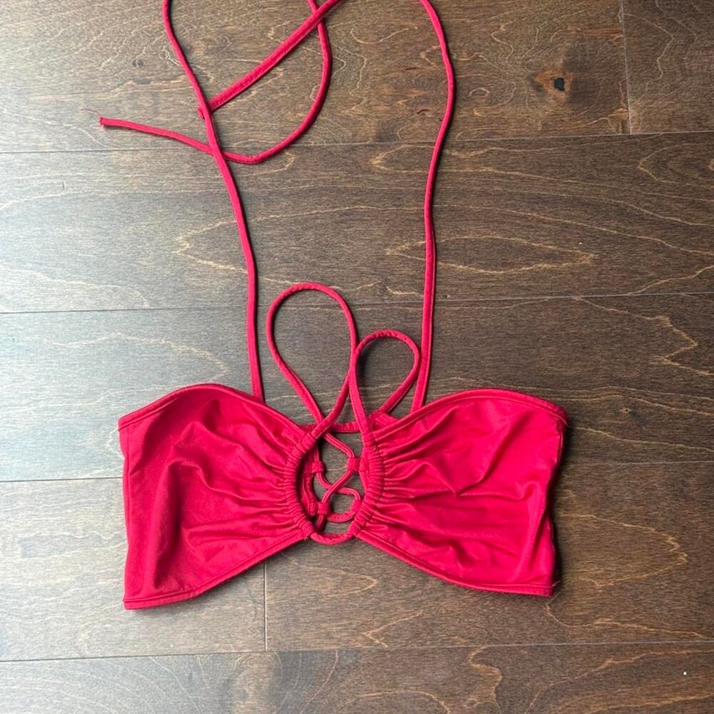 Red halter crop top